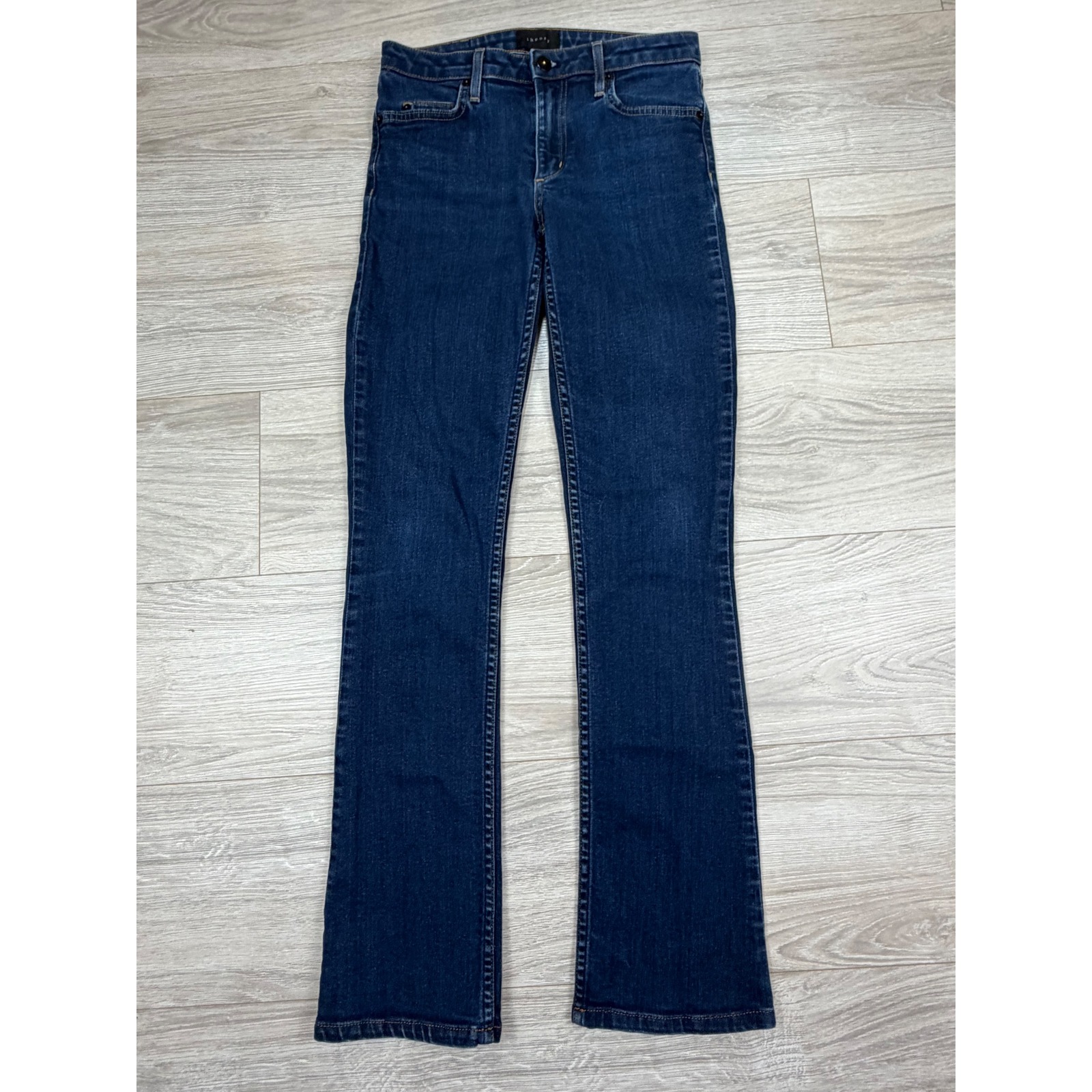 Theory Crosby Chastin Bootcut Jeans Dark Indigo Blue Stretch Denim Usa Made